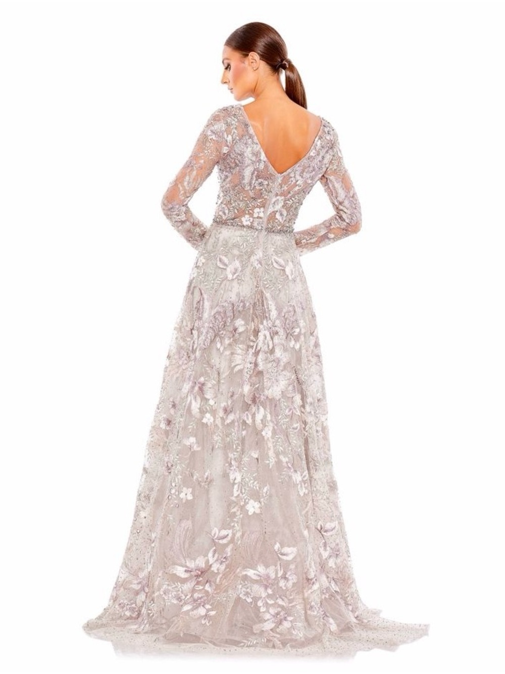 Mac Duggal 20214 Long Sleeve Formal Evening Dress in Vintage Lilac size 8 - Picture 11 of 12